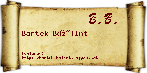 Bartek Bálint névjegykártya